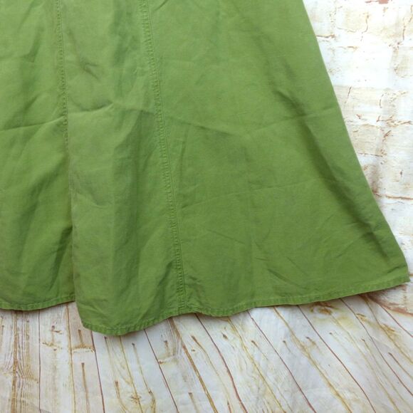 Uniqlo Dress Women XS Green Linen Blend Square Neck Short Sleeves Pockets Midi - Picture 9 of 15